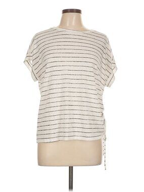 Caslon striped cap sleeve tee with ruched side womens size L